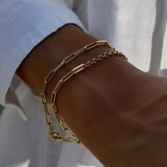 Link Armband aus 585er Gold mit eleganten Gliedern – zeitloser Schmuck für stilbewusste Looks.