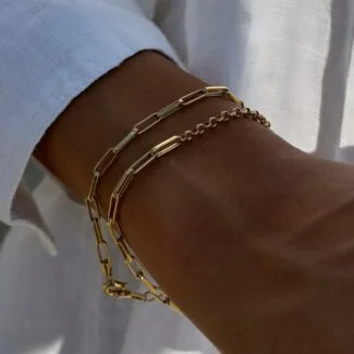 Link Armband aus 585er Gold mit eleganten Gliedern – zeitloser Schmuck für stilbewusste Looks.