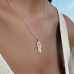 Hamsa Glückskette aus 585er Gold mit schützendem Hamsa-Anhänger & funkelndem Zirkonia – ein stilvolles Schmuckstück für positive Energie.