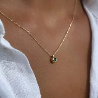 Evil Eye Charm Kette aus 585er Gold mit schützendem Nazar-Anhänger & funkelndem Zirkonia – stilvolles Schmuckstück für positive Energie & Eleganz.