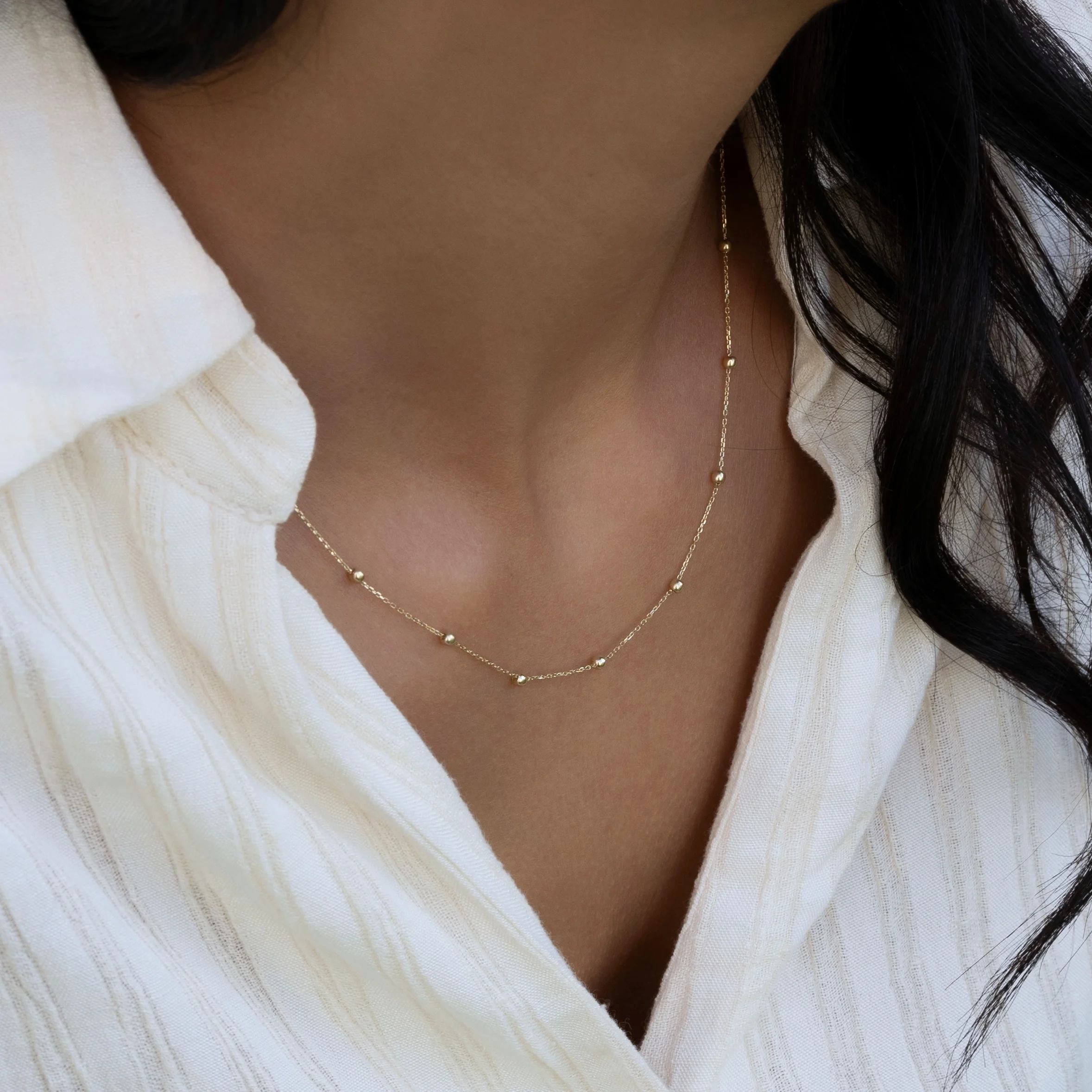 Beads Kugelkette aus 585er Gold mit filigranen Kugeln – stilvolle Eleganz für moderne Looks.