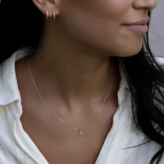 Seestern Halskette aus 585er Gold mit maritimer Eleganz & funkelndem Zirkonia – stilvolles Schmuckstück inspiriert vom Meer.