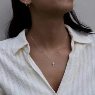 Kette mit Solitär Anhänger Tektaş kolye ucu aus 585er Gold mit funkelndem Zirkonia – zeitlose Eleganz für moderne Looks.