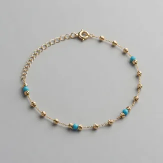 Türkis Orbs Armband aus 585er Gold mit schützendem Türkis & funkelndem Zirkonia – stilvolles Schmuckstück für positive Energie & Eleganz.