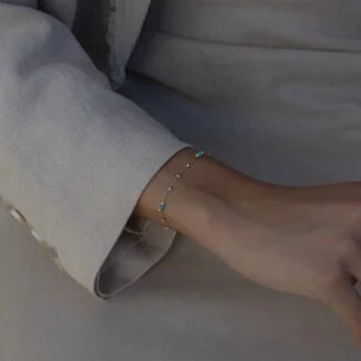 Türkis Orbs Armband aus 585er Gold mit schützendem Türkis & funkelndem Zirkonia – stilvolles Schmuckstück für positive Energie & Eleganz.