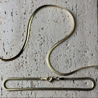 Wende-Schlangenkette Snake Armband Set aus 585er Gold – filigrane Kette & Armband mit beidseitig tragbarem Design für vielseitige Looks.