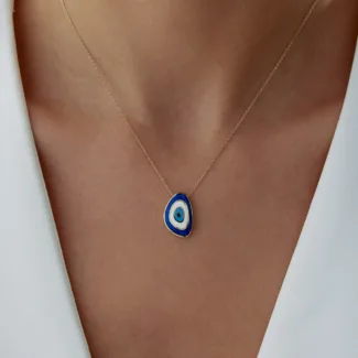 Blaues Malachit Auge Halskette an goldener Halskette