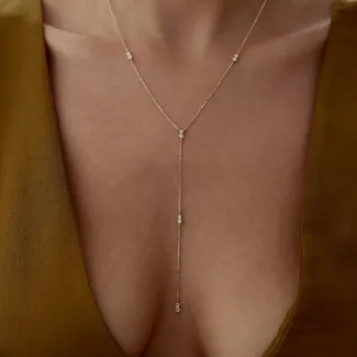 Zirkonia Y-Halskette 585er Gold Y-Halskette mit funkelnden Zirkonia-Steinen