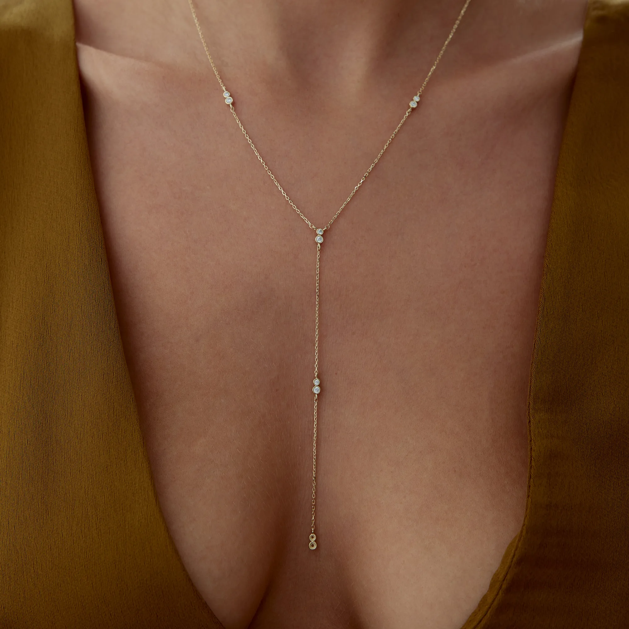 Zirkonia Y-Halskette in 585er Gold Zirkonia Y-Halskette 585er Gold Y-Halskette mit funkelnden Zirkonia-Steinen