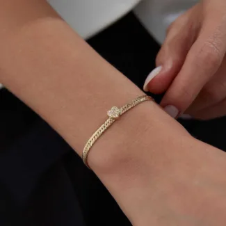 585er Gold Herz Snake Armband mit Schlangenstruktur