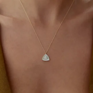 585er Gold Trapez Halskette mit Zirkonia-Steinen