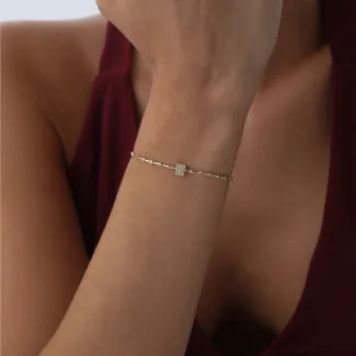 585er Gold Baguette Zirkonia Armband mit funkelnden Steinen