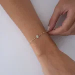 585er Gold Baguette Zirkonia Armband mit funkelnden Steinen