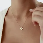 585er Gold Clover Charm Halskette mit Kleeblatt und Zirkonia