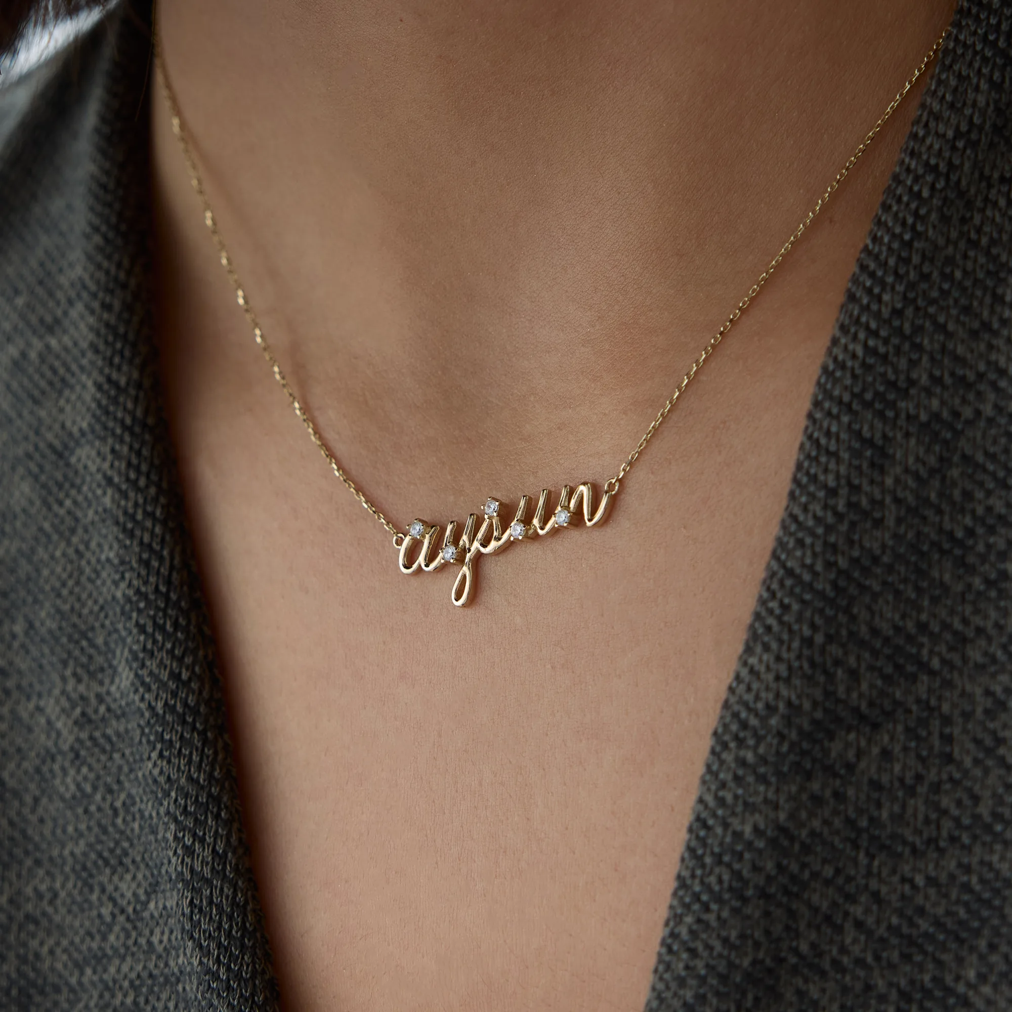 Parla Script Namenskette2 Personalisierte 585er Gold Namenskette mit individuellem Schriftzug