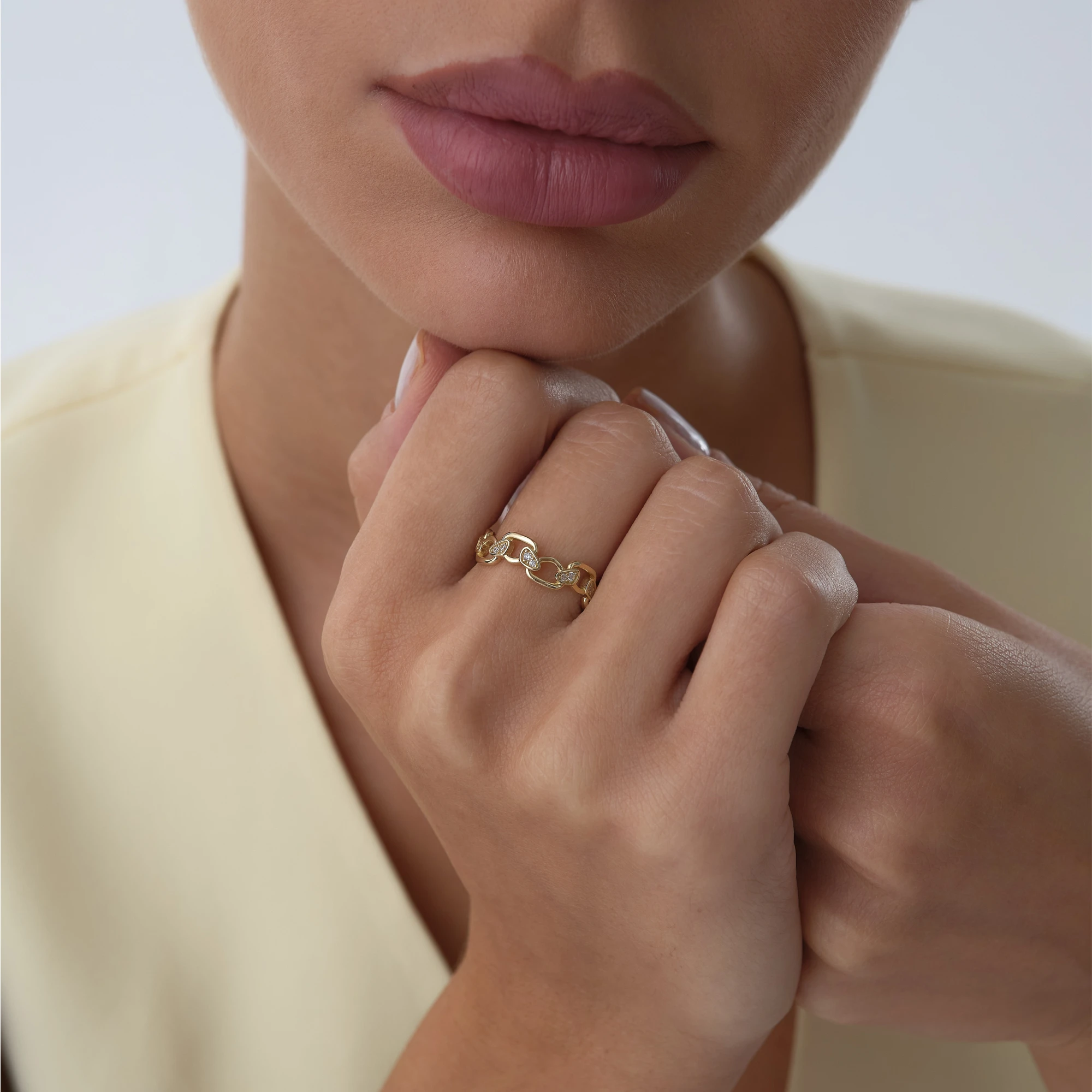 Tropfen Glieder Ring aus 585er Gold