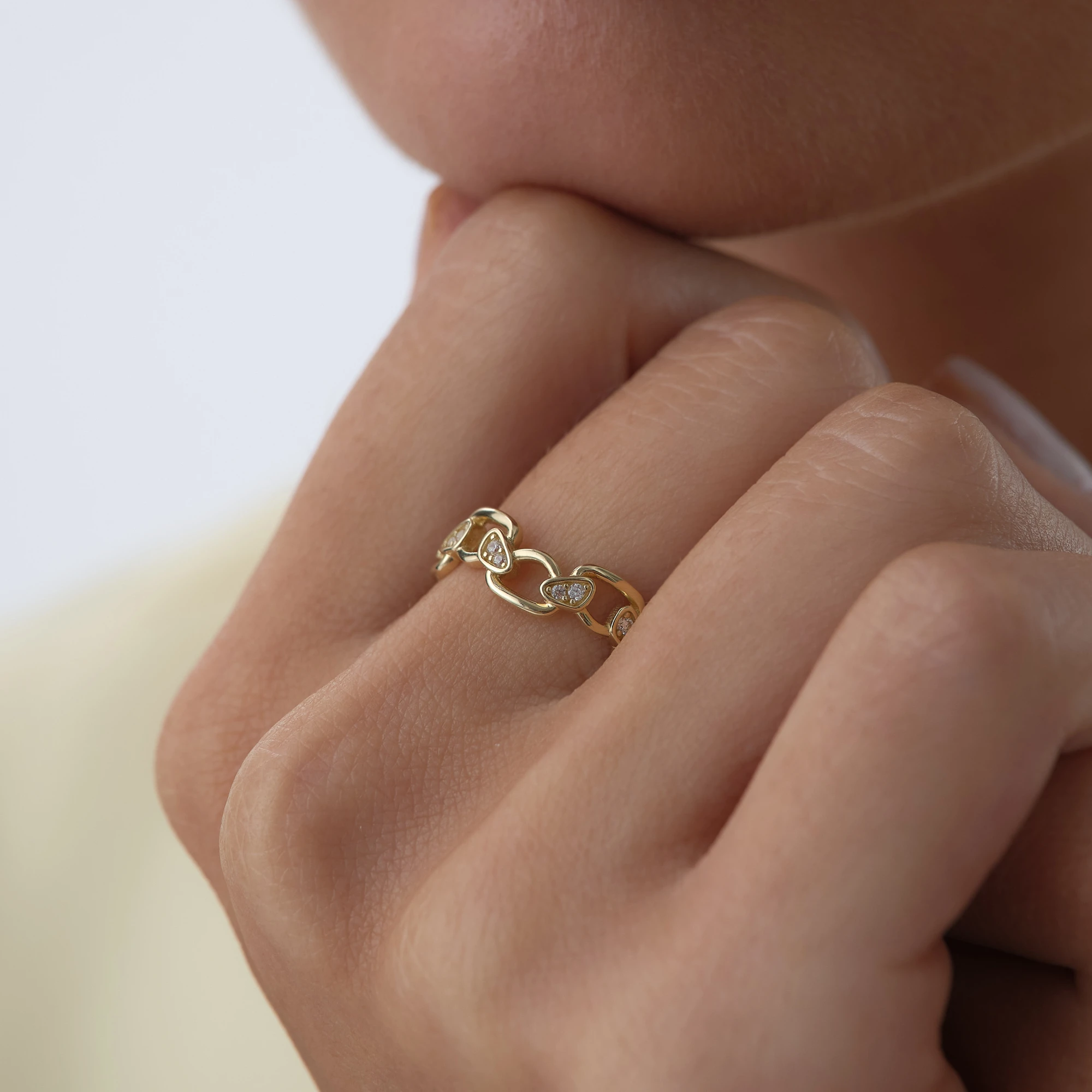 Tropfen Glieder Ring aus 585er Gold