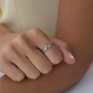 585er Gold Tropfen Zirkonia Ring mit tropfenförmigem Stein