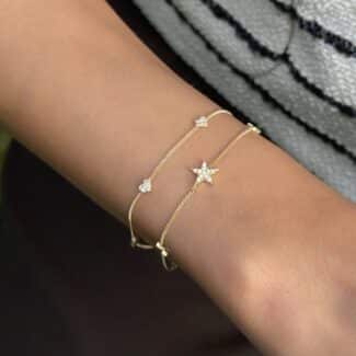 Stern Armband – 585er Goldarmband mit zarten Sternsymbolen und funkelnden Zirkonia für einen eleganten Look.