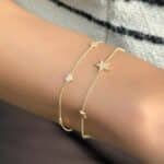 Stern Armband – 585er Goldarmband mit zarten Sternsymbolen und funkelnden Zirkonia für einen eleganten Look.