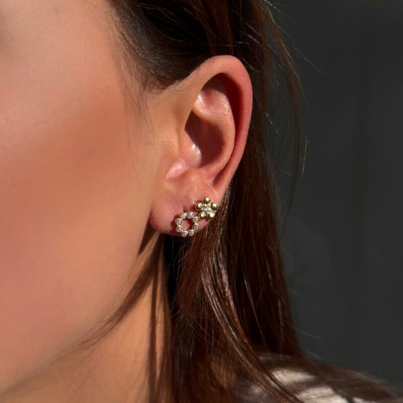 Kreis Ohrringe aus 585er Gold mit Zirkonia-Steinen