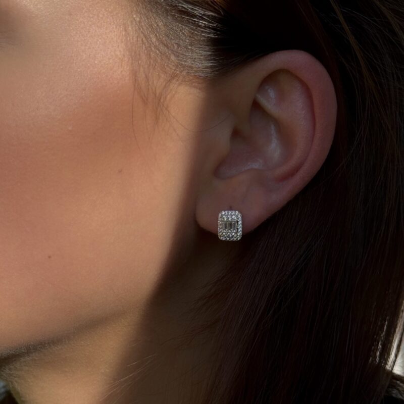 Baguette Ohrstecker – 585er Goldstecker mit rechteckigem Zirkonia im Baguette-Schliff für einen modernen, klaren Look.