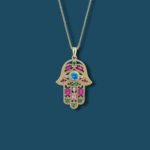 Vintage Hamsa Kette Vintage Hamsa Kolye aus 585er Gold – stilvolles Schutzsymbol mit funkelndem Zirkonia.